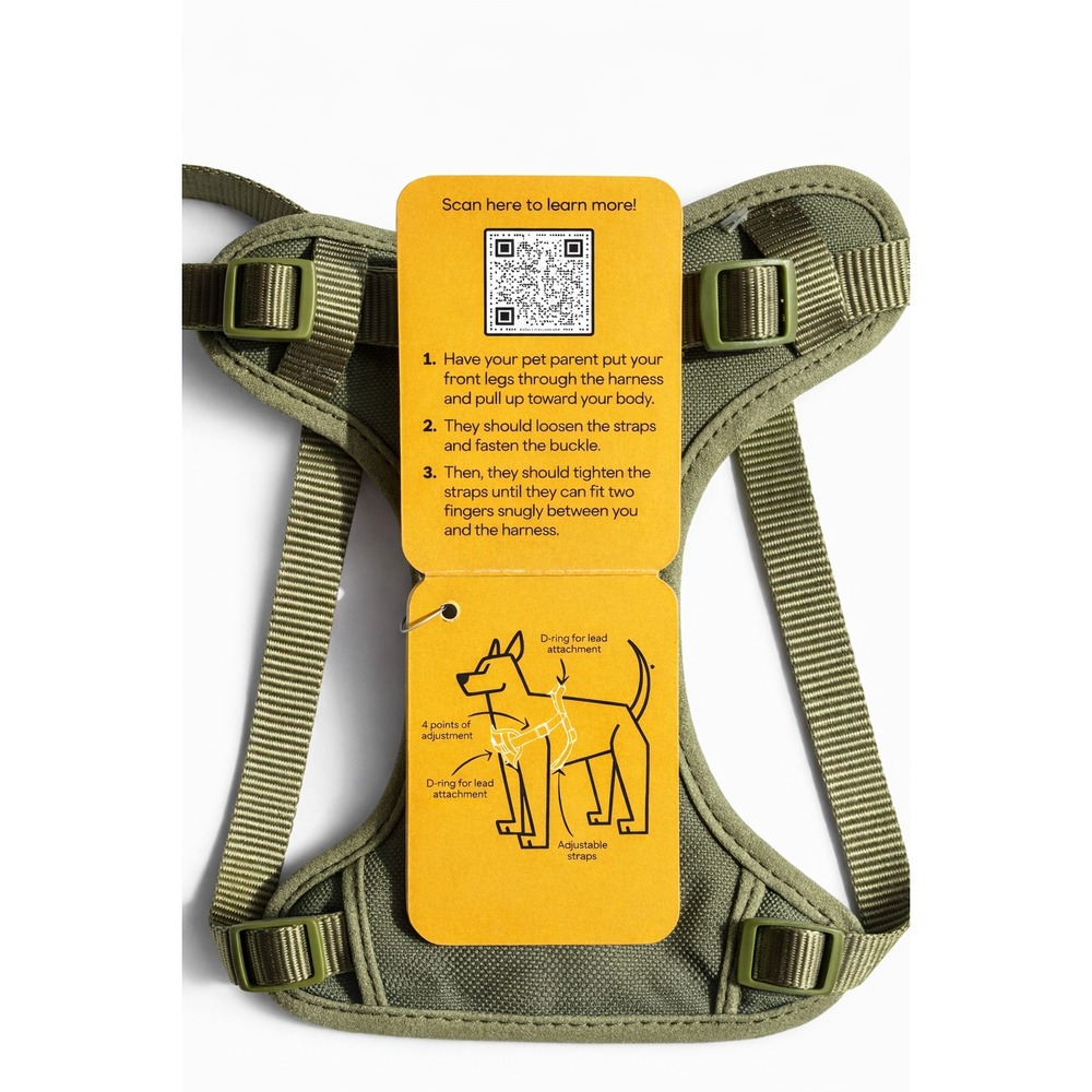 EveryYay Medium Step-In Dog Harness Olive Green Adjustable Front D-Ring - Picture 4 of 9
